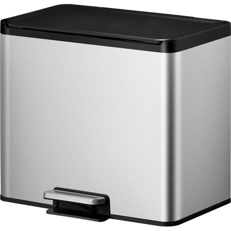 EKO - Poubelle à pédale tri sélectif Essential 2 20+9 litres - Stainless steel Polypropylene  - inox mat