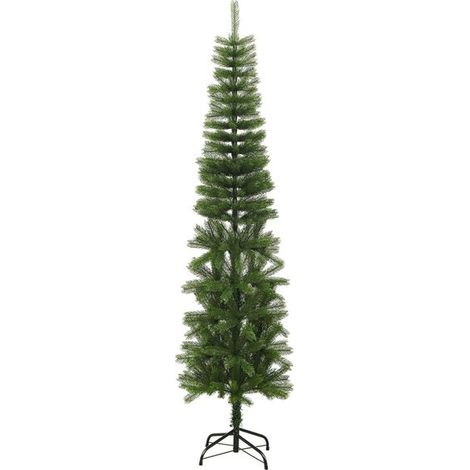 Sapin de Noël Artificiel mince avec support 240 cm PE, Décoration de Noël (1/5)