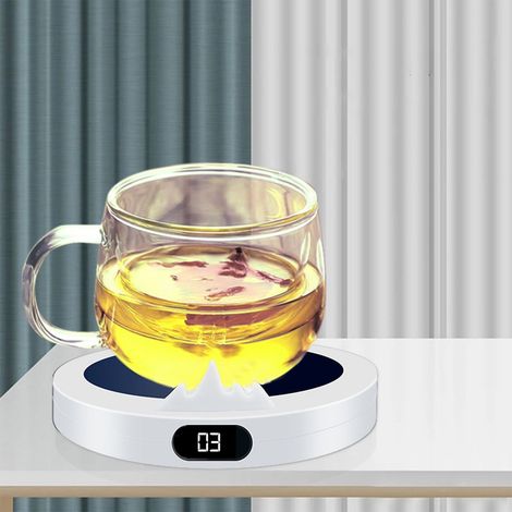 Support Chauffant Pour Tasse - 10 W - Réglage Température 3 Niveaux - Surface Chauffante 13 x 13 cm - Arrêt Automatique Après 8 H - Câble USB Inclus (1/5)