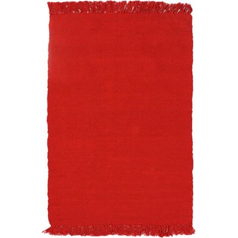 SIMPLY COTON - Tapis 100% coton rouge 50x80 (1/5)