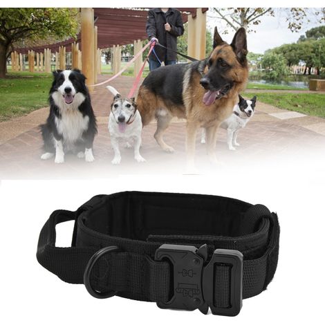 Hundehalsband [Militär/Zugsystem] K9 Größe L mit Schnellverschluss, Schwarz, Größe M (1/5)