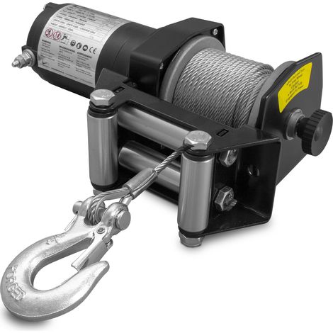 Mw Tools – Treuil électrique 12V 750W 907kg 15,2m – Pour véhicules, bateaux et quads – Câble en acier avec crochet de sécurité – EL1000