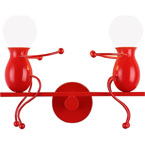 Creative Wall Light Modern Iron Humanoid Seesaw Wall Lamp Sconce for Children Room Bedroom, White