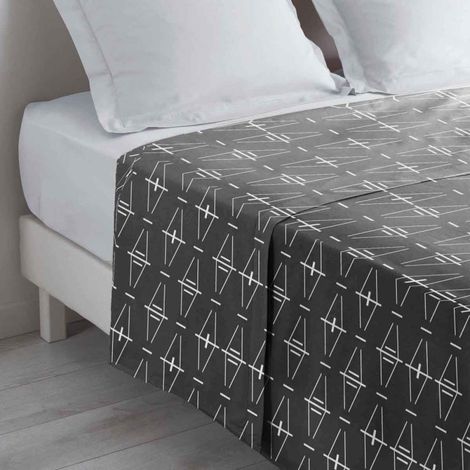 Drap Plat en Coton "Aristide" 180x290cm Anthracite (1/3)