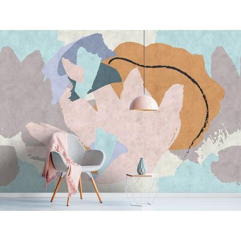 Papier peint panoramique pastel pour chambre d'ado Tapisserie panoramique graphique multicolore Papier peint panoramique moderne (1/3)