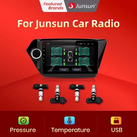 Système d'alarme de surveillance de la pression des pneus avec capteurs USB intégrés (4 capteurs internes), compatible avec les lecteurs DVD de voiture et les accessoires de navigation. (1/3)