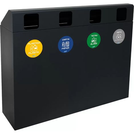 Pattumiera differenziata 4 scomparti antracite con copertura (1/5)
