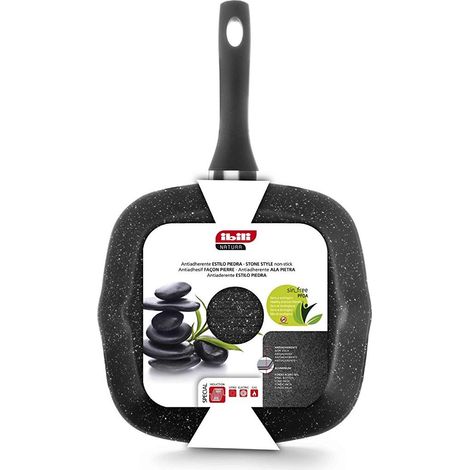 Grill Plancha 28Cm Rayas Con Mango Induccion Aluminio/Fundido  Natura Ibili (1/2)