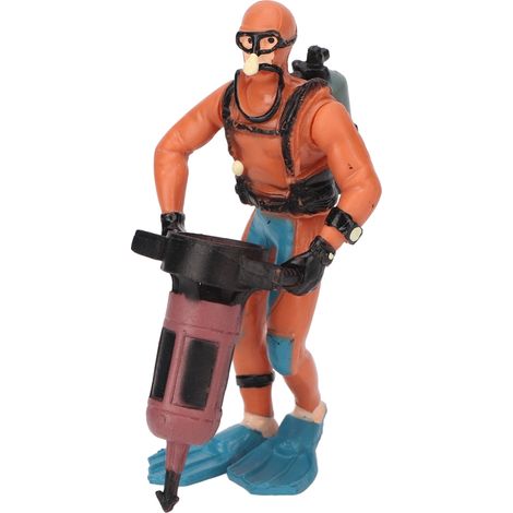 Décorations de plongeur pour aquarium en résine sûre, position ajustable, avec boule flottante orange (1/5)
