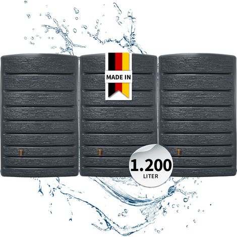 4rain ExtraSLIM STONE DECOR Wandtank-Set 1200 Liter graphite grey, 3 x ExtraSLIM 400 L inkl. Verbindungsset (1/5)
