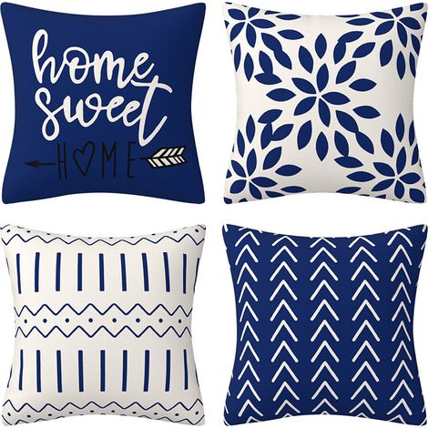 Lot de 4 housses de coussin, lin noir, 45x45 cm, décoratif, salon, chambre, jardin (1/5)