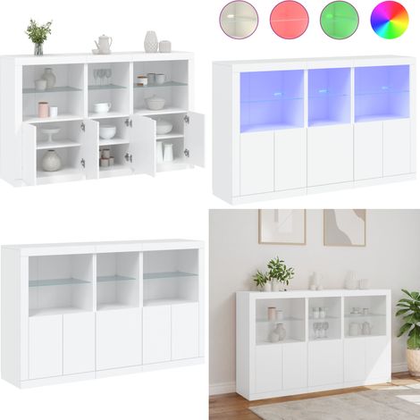Buffet avec lumières LED blanc 162x37x100 cm - Buffet Design Moderne - Meuble Rangement - Luminaire Led Rgb - Armoire Blanche - Décoration Intérieur - Home & Living (1/5)
