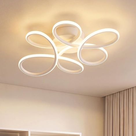 GBLY LED Plafoniera Camera da Letto Lampada Soffitto 24W 3000K Bianco Caldo Moderno Bianco Design Fiore Metallo per Soggiorno Sala da Pranzo Camera dei Bambini (1/5)