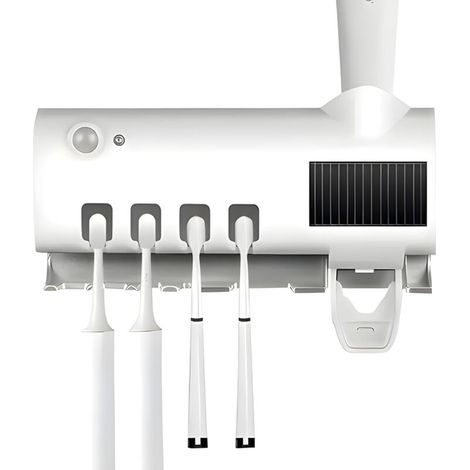 Stérilisateur de brosse à dents intelligent, porte-brosse à dents domestique avec distributeur de dentifrice, facile à installer, blanc (1/4)