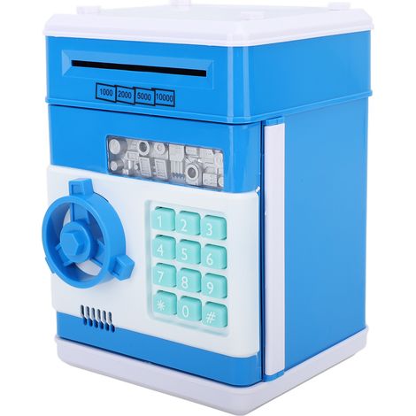 Tirelire Banque ATM Innovante avec Musique Mignonne, Boîte à Monnaie Code Secret, Décoration de Bureau Bleu (1/5)