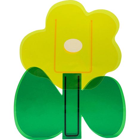 Vase décoratif en acrylique – Fleur jaune avec feuilles vertes – Objet décoratif lumineux pour table et étagère (1/5)