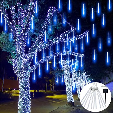Pluie de Météores LED, 10 Tubes 240 LED Étanches de Noël, Guirlande Extérieur Glaçon pour Patio Fête de Mariage Décoration (Bleu) (1/5)