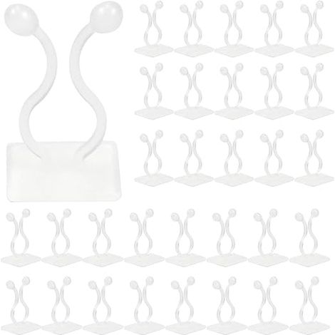 Clips de soporte para plantas trepadoras, 50 unidades, autoadhesivos, para colgar en la pared, para decoración del hogar (blancos)