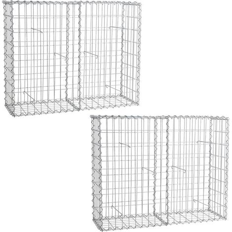Estexo – Lot de 2 gabions à pierres en métal galvanisé 100 x 80 x 30 cm – Treillis métallique 4 mm – Installation rapide pour murs de gabions