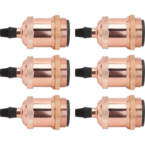 Lot de 6 douilles rétro, douilles décoratives antiques pour lustres artisanaux, or rose, 85-265 V (1/5)
