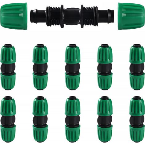 10 Stück 16-mm-Tropfbewässerungsanschlüsse, gerade Tropfbewässerungsadapter, gerade Bewässerungsanschlüsse, Bewässerungsschlauchverbinder, für Garten und Rasen (Grün)