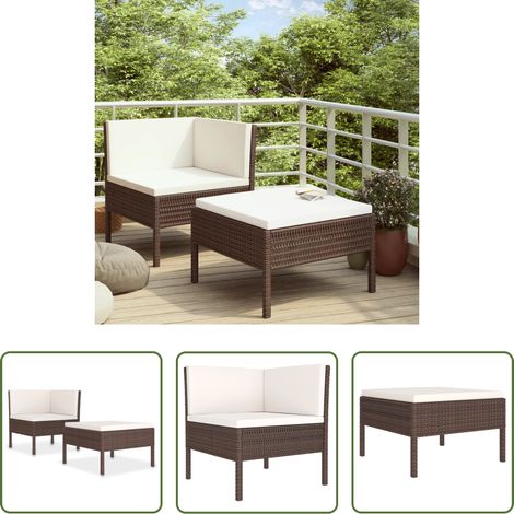 vidaXL Auflagen - 2-tlg. Garten-Lounge-Set mit Auflagen Poly Rattan Braun (1/5)