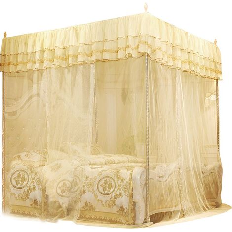 Baldaquin de lit princesse luxe avec ouvertures latérales, moustiquaire et filet de protection (Taille S) (1/5)