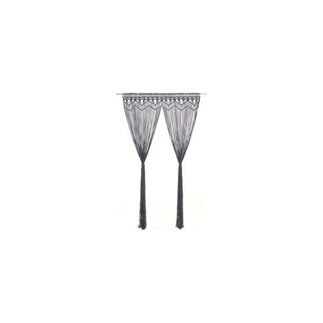 Rideau en macramé anthracite 140 x 240 cm en coton - Crezuo (1/4)