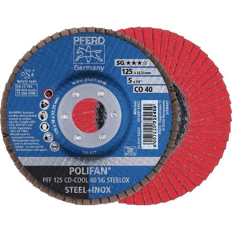 Disco de láminas POLIFAN CO-COOL SG STEELOX D.125 granulado 60 cónico IN (Pack de 10)