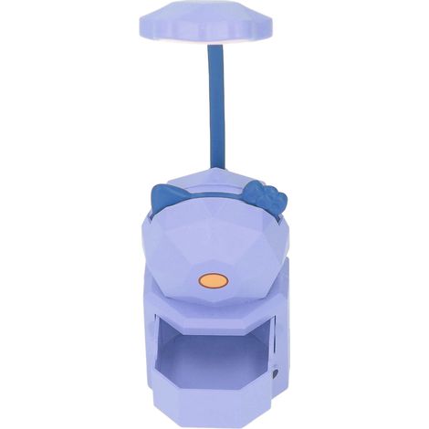 Lampe de bureau LED rechargeable par USB, lumière chaude, design mignon de dessin animé, protection des yeux, avec boîte de rangement, violette (1/5)