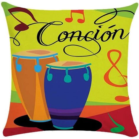 Taie D'oreiller Coton Linen Motif Instrument De Musique Abstrait 40x40 cm Intérieur Extérieur Canapé Lit Chaise Voiture 1 Pièce (1/5)