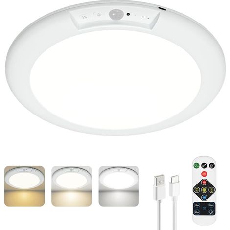 Akku Lampe mit Bewegungsmelder Innen Deckenlampe Ohne Stromanschluss,Deckenlampe mit Bewegungsmelder Akku Deckenleuchte Ohne Bohren,Batteriebetriebene Deckenleuchte für Bad Keller Garage (1/5)
