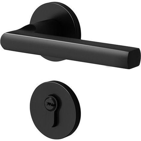 Poignée de porte noire mate - Universelle et réversible - Mécanisme silencieux - Pour portes intérieures (1/5)