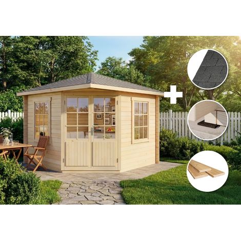 ECO Set - Abri de jardin pentagonal Monica Naturel , 28 mm Épaisseur paroi 320 x cm (1/4)