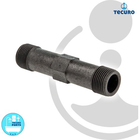 tecuro Passstück 3/4 Zoll (DN15) x 110 mm für Wasserzähler Wärmemengenzähler - Kunststoff schwarz