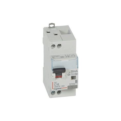 Disjoncteur différentiel monobloc DX³6000 10kA arrivée haute et départ bas à vis U+N 230V - 16A - typeF 30mA - LEGRAND (1/4)