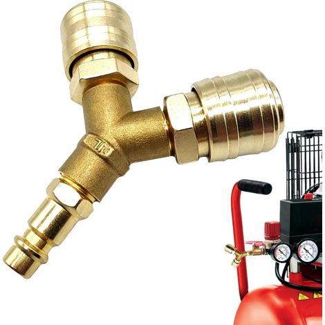 Répartiteur d'air comprimé 1/4" en laiton Y Raccord enfichable pour tuyau d'air Raccord rapide Compresseur Accessoires (1/5)