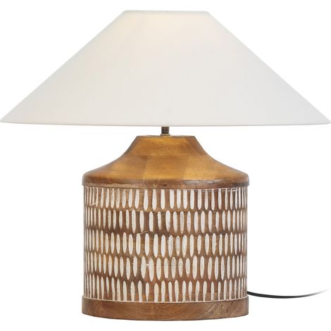 Tischlampe 27X27X35 Holz weiß gewaschen/Ohne Lampenschirm (1/2)