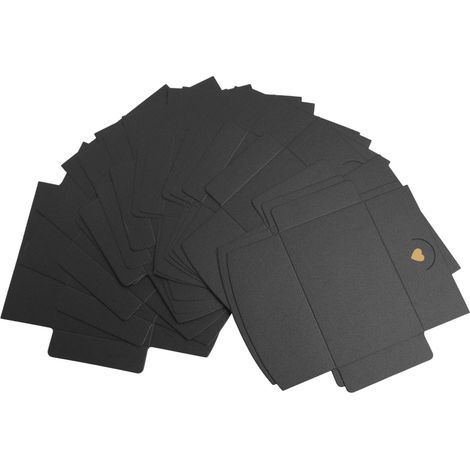 Mini enveloppes, lot de 20 enveloppes en papier noir, mini enveloppes pour cartes cadeaux, mini enveloppes noires avec fermoir en forme de cœur, pour invitations à faire soi-même, cartes de mariage ou (1/5)