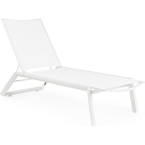 Sonnenliege "Cruise" aus lackiertem Aluminium mit Rädern, ideal für Schwimmbäder und Gärten -Weiß / 4-teiliger Bausatz