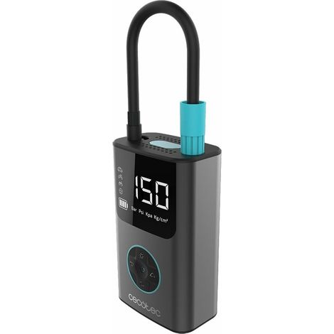 Cecotec Compresseur d'air électrique portable Air Max, Gonfleur 150 PSI, Double batterie 7,4 V et 2000 mAh, Lampe LED (1/4)