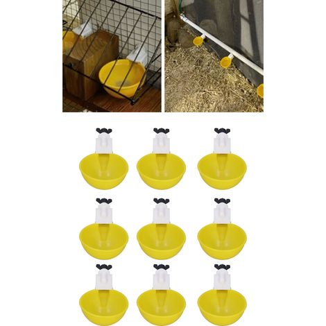 Bebedero automático para pollos – 9 bebederos amarillos para pollos, patos, gansos y codornices – Fácil instalación y limpieza (PP) (1/5)