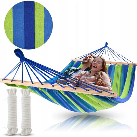 Hamaca colgante con barra separadora 220x160 para dos personas, jardín, resistente, estilo boho XXL, color número 1