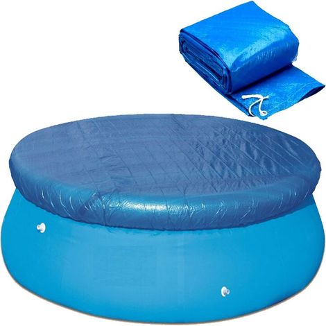 Abri de Piscine Rond 244cm - Cadre de Couverture de Soleil en Métal et Prisme Easy Set - Couverture en Polyéthylène Résistant à la Poussière (1/5)