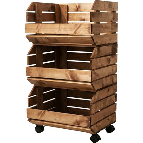 Étagère modulaire sur roulettes, chariot à fruits et légumes en bois, marron  GoodFreshDecor (1/5)
