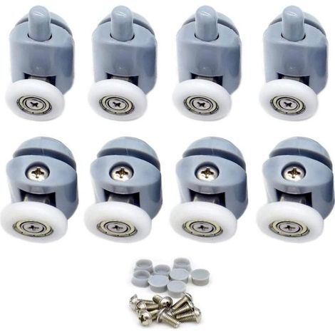 Roulettes pour porte de douche 8 pièces Galets 23mm en laiton et plastique ABS Installation facile Résistantes à la rouille (1/5)