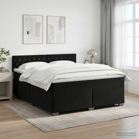 Lit boxspring avec matelas Noir 140 x 190 cm Velours (1/5)