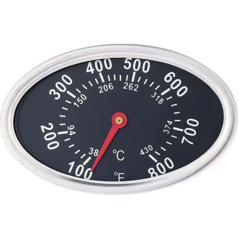 Remplacement du thermomètre de gril, indicateur de chaleur en acier inoxydable de jauge de barbecue de 3 pouces, température de barbecue ovale (1/4)