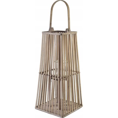 No-name LUCIE GREY farol gris de madera y mimbre 26,5 cm (1/3)