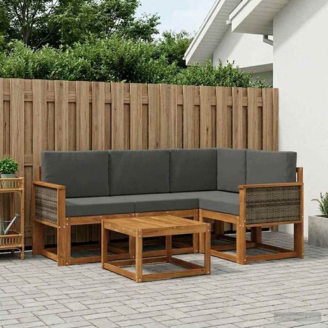 vidaXL Conjunto de sofás de exterior 5 uds. Natural y Antracita (1/5)